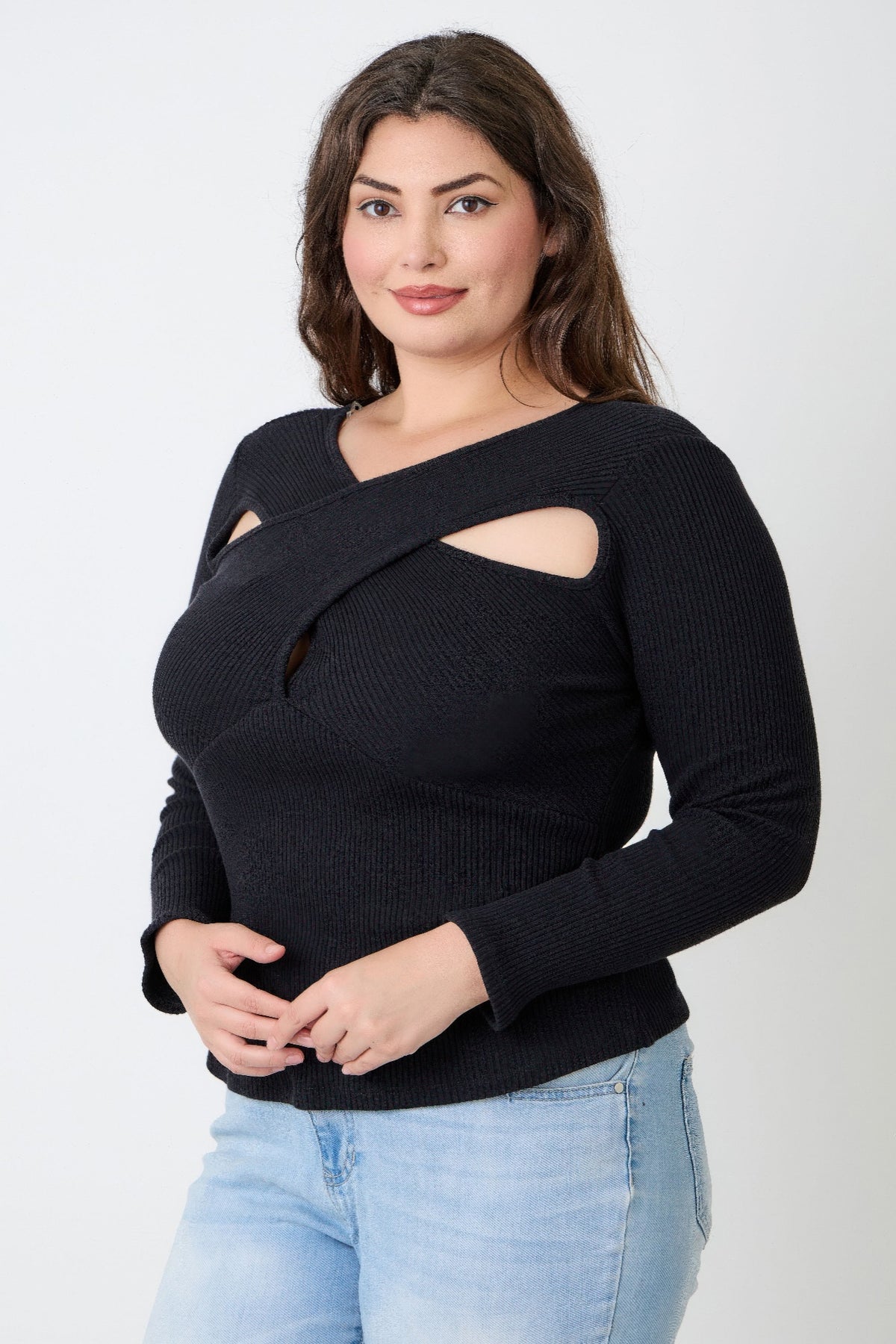 Plus Size Ribbed Cutout Top - Plus Size XL-4XL - View 6