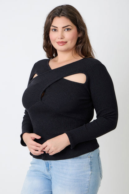 Plus Size Ribbed Cutout Top - Plus Size XL-4XL - View 6