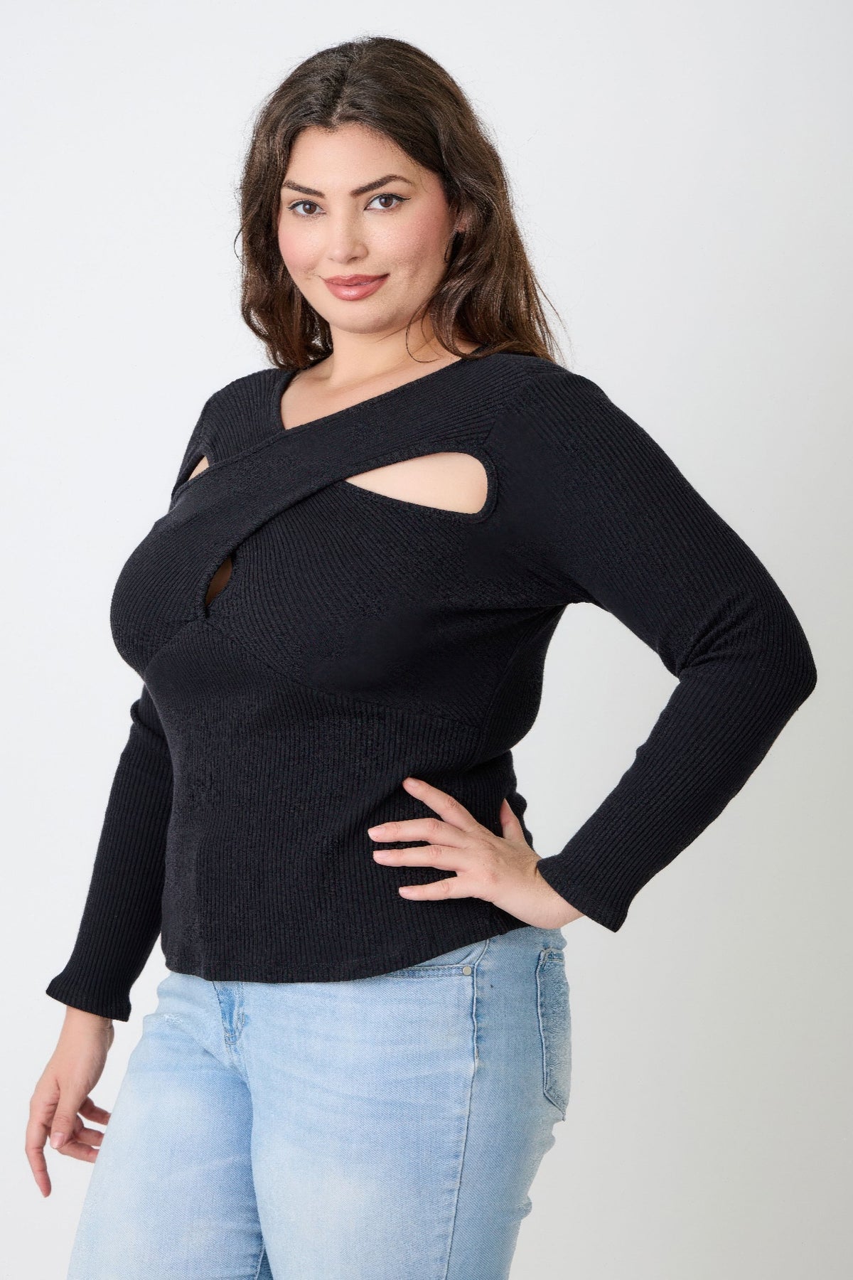 Plus Size Ribbed Cutout Top - Plus Size XL-4XL - View 7