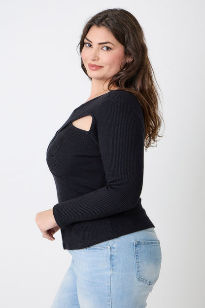 Plus Size Ribbed Cutout Top - Plus Size XL-4XL - View 9
