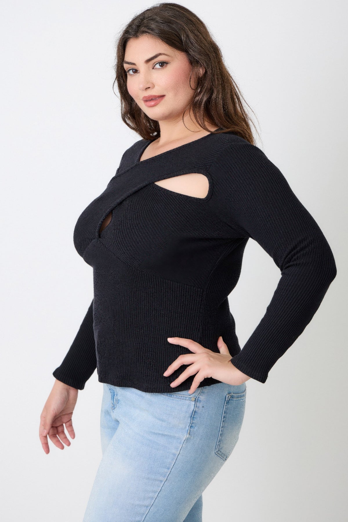 Plus Size Ribbed Cutout Top - Plus Size XL-4XL - View 10
