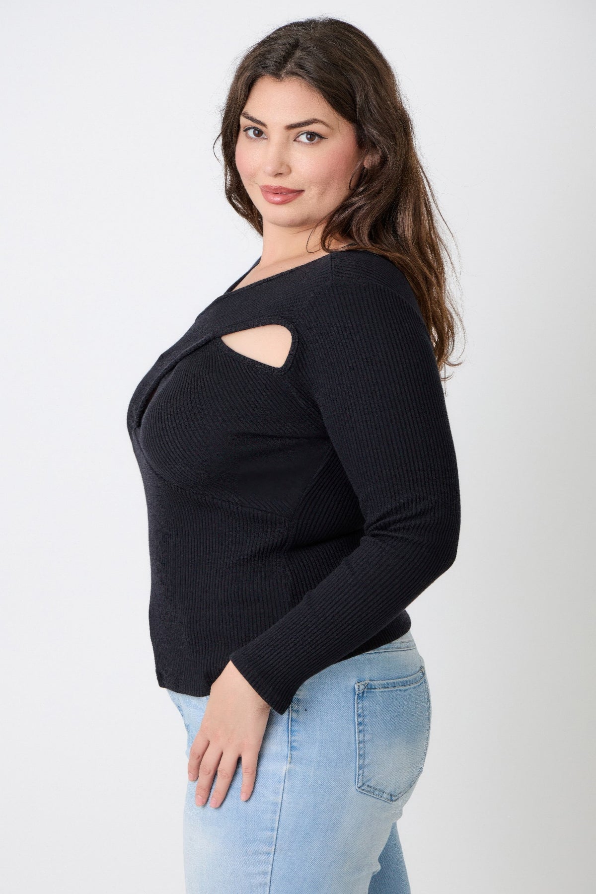 Plus Size Ribbed Cutout Top - Plus Size XL-4XL - View 11