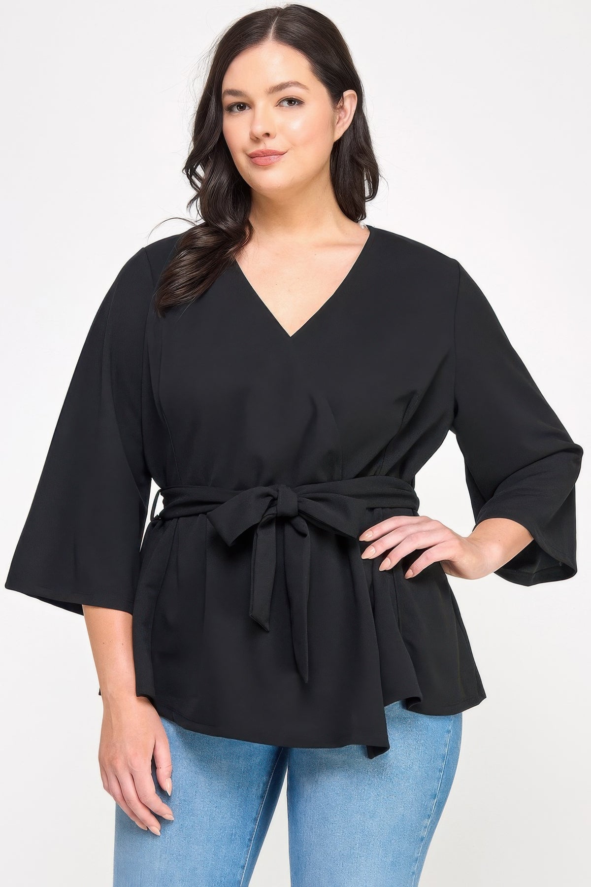 Plus Size Wrap-tie Outerwear - Plus Size XL-4XL - View 1