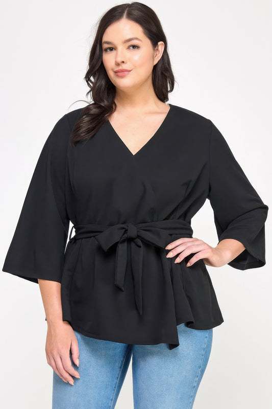 Plus Size Wrap-tie Outerwear - Plus Size XL-4XL - View 1