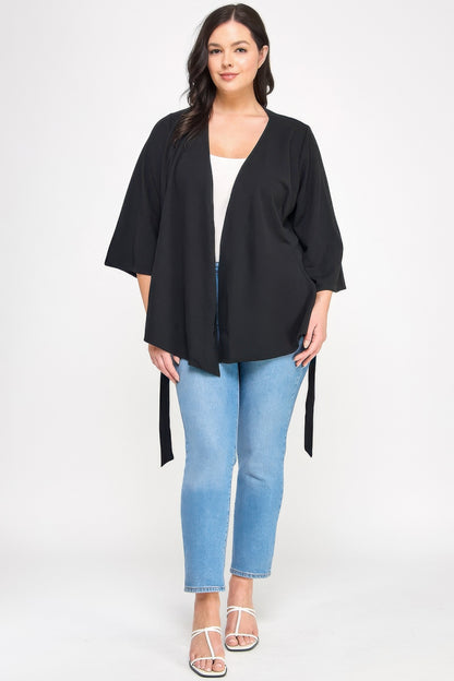 Plus Size Wrap-tie Outerwear - Plus Size XL-4XL - View 3