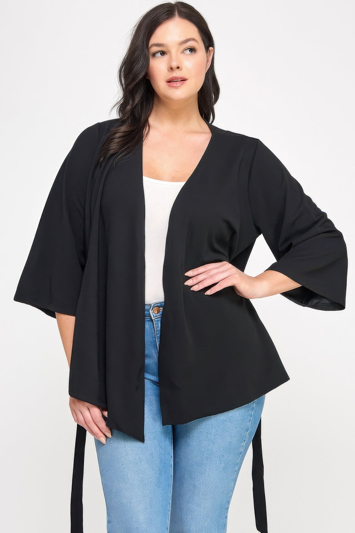 Plus Size Wrap-tie Outerwear - Plus Size XL-4XL - View 4