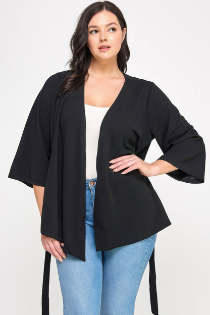 Plus Size Wrap-tie Outerwear - Plus Size XL-4XL - View 4