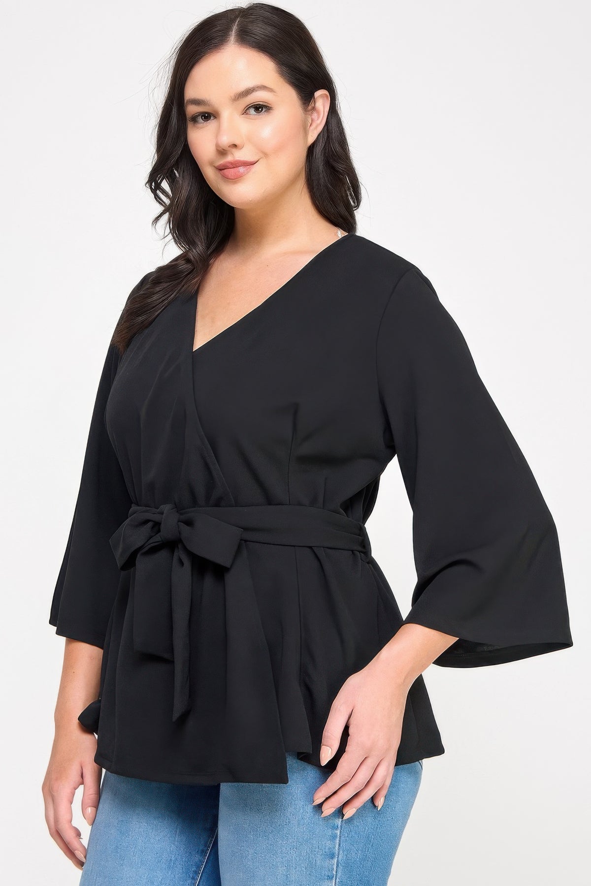 Plus Size Wrap-tie Outerwear - Plus Size XL-4XL - View 5