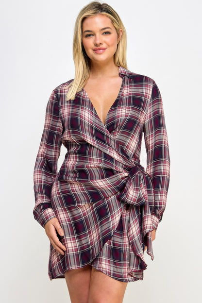 Plus Size Long Sleeve Plaid Dress - Plus Size XL-4XL - View 5