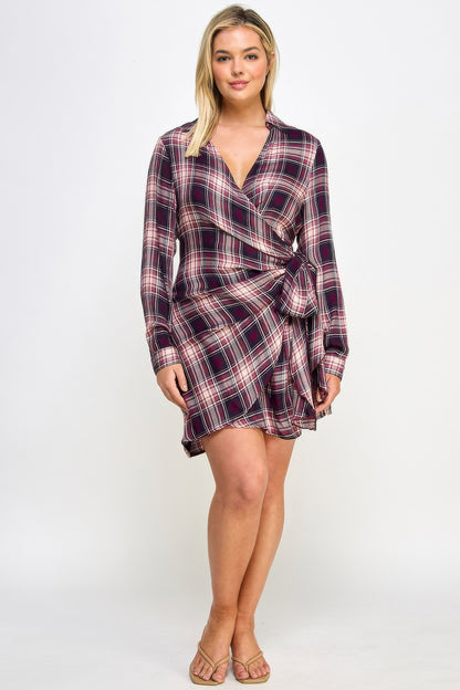 Plus Size Long Sleeve Plaid Dress - Plus Size XL-4XL - View 6