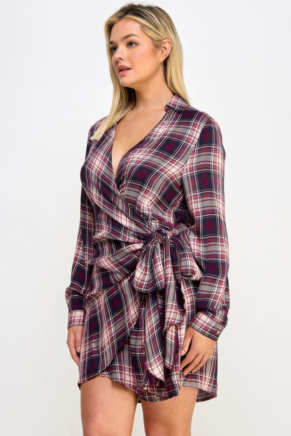 Plus Size Long Sleeve Plaid Dress - Plus Size XL-4XL - View 7