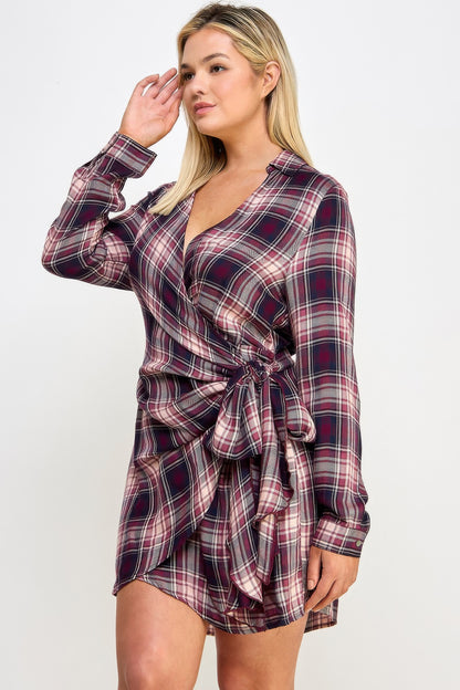 Plus Size Long Sleeve Plaid Dress - Plus Size XL-4XL - View 8