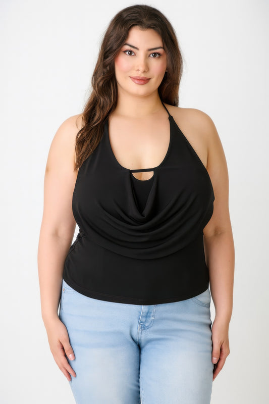 Plus Size Draped Cowl Neck Top - Plus Size XL-4XL