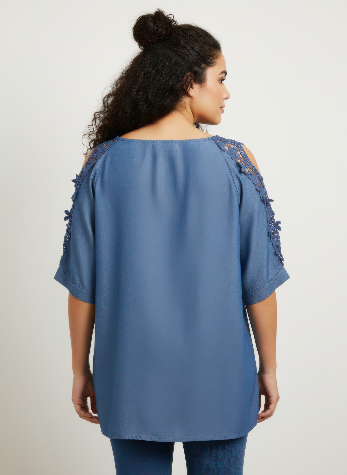 Plus Size Lace Sleeve Knit Top - Plus Size XL-4XL - View 3