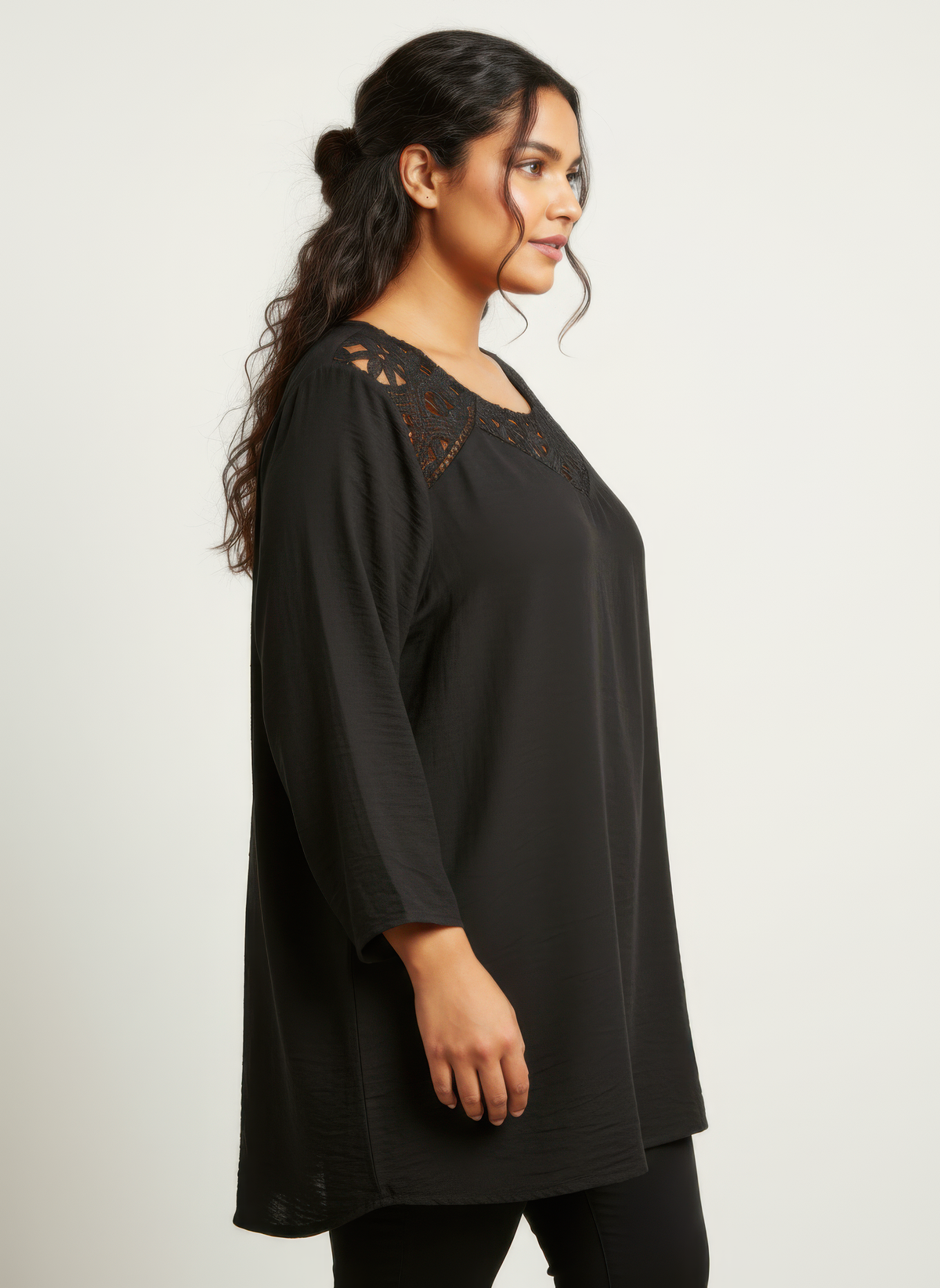 Plus Size Lace Yoke Tunic - Plus Size XL-4XL - View 2