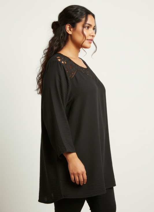 Plus Size Lace Yoke Tunic - Plus Size XL-4XL - View 2