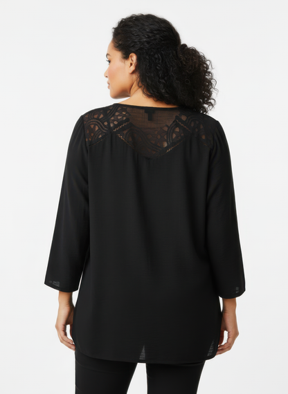 Plus Size Lace Yoke Tunic - Plus Size XL-4XL - View 3