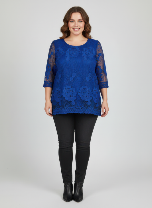 Plus Size Floral Lace Blouse - Plus Size XL-4XL - View 1