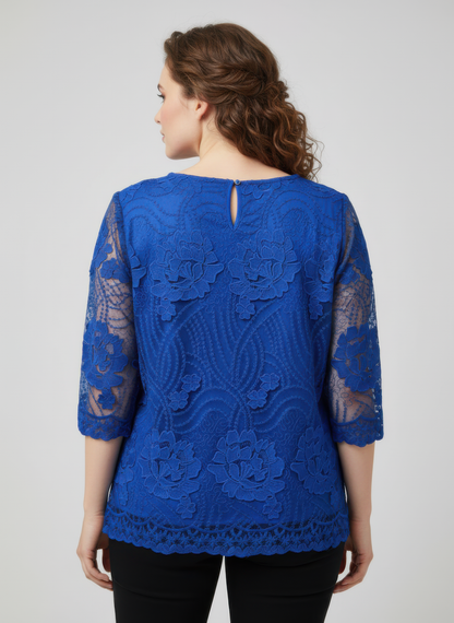 Plus Size Floral Lace Blouse - Plus Size XL-4XL - View 3