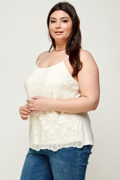 Plus Size Embroidered Mesh Cami Top - Plus Size XL-4XL - View 4