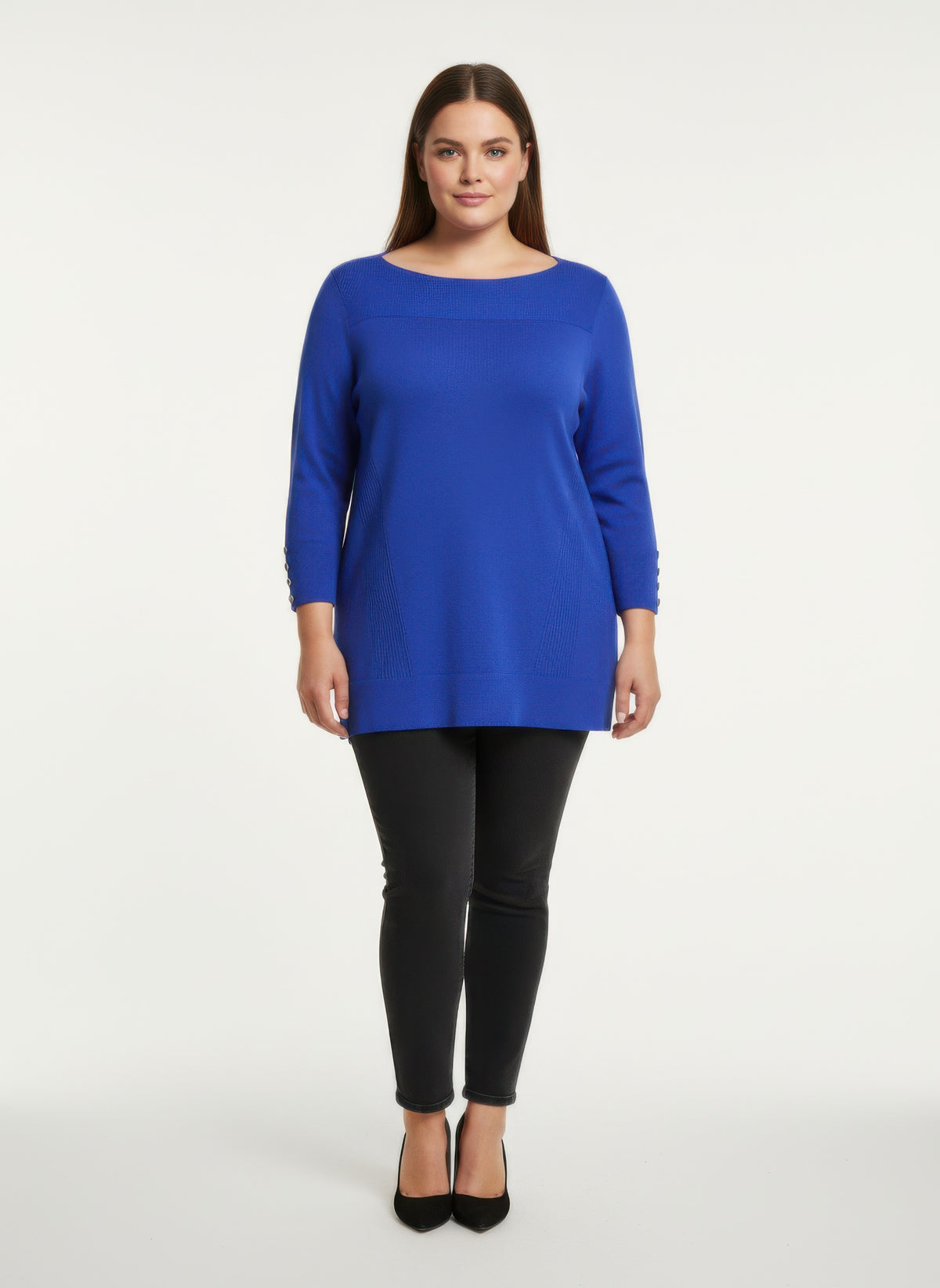 Plus Size Ribbed Knit Tunic Top - Plus Size XL-4XL - View 1
