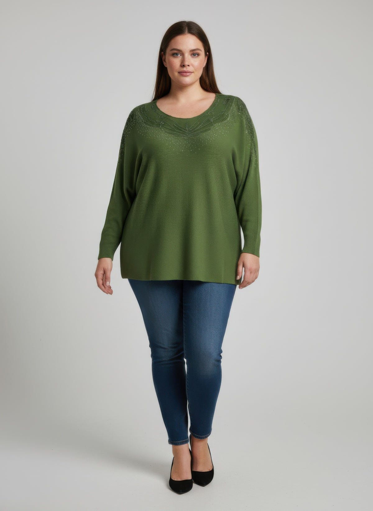 Plus Size Embellished Dolman Tunic Top - Plus Size XL-4XL - View 1