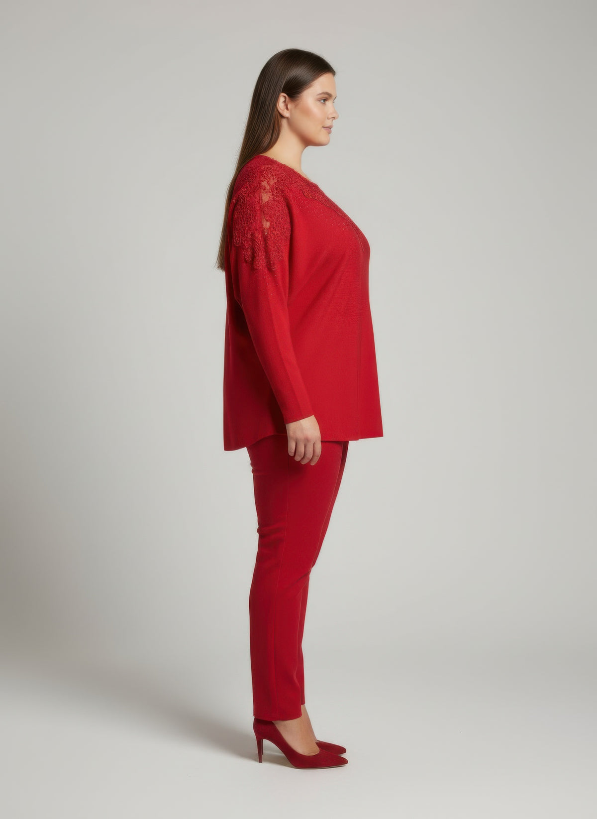 Plus Size Lace Embellished Knit Tunic - Plus Size XL-4XL - View 2