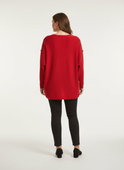 Plus Size Lace Embellished Knit Tunic - Plus Size XL-4XL - View 3