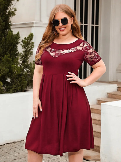 plus-size-ruched-short-sleeve-dress
