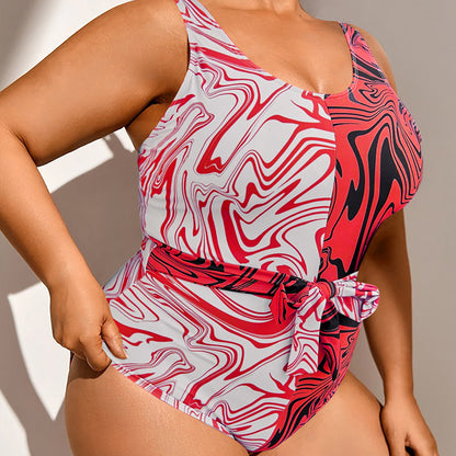 Plus Size One-Piece Swimsuit Tummy Control - Plus Size Clothing