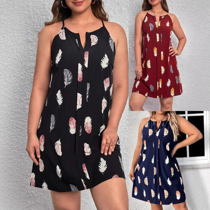 Plus Size Gothic Feather V-Neck Midi Dress - Plus Size XL-4XL - View 2