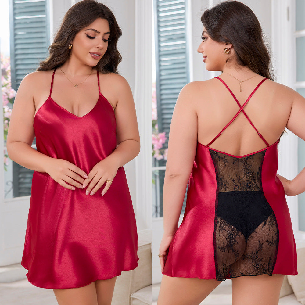 Plus Size Lace Sexy Short Nightdress Homewear
