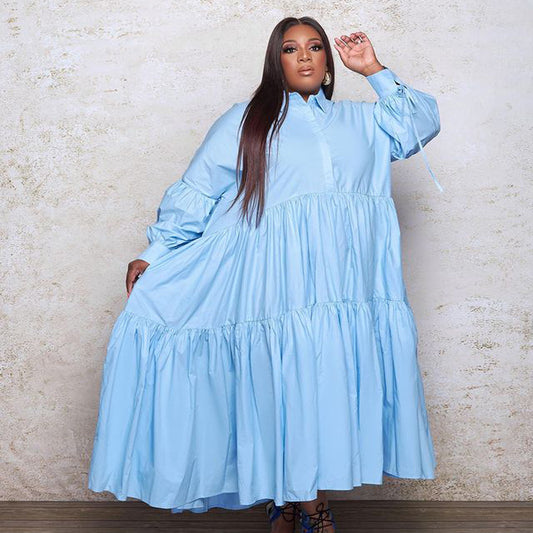 Plus Size Solid Loose Dress