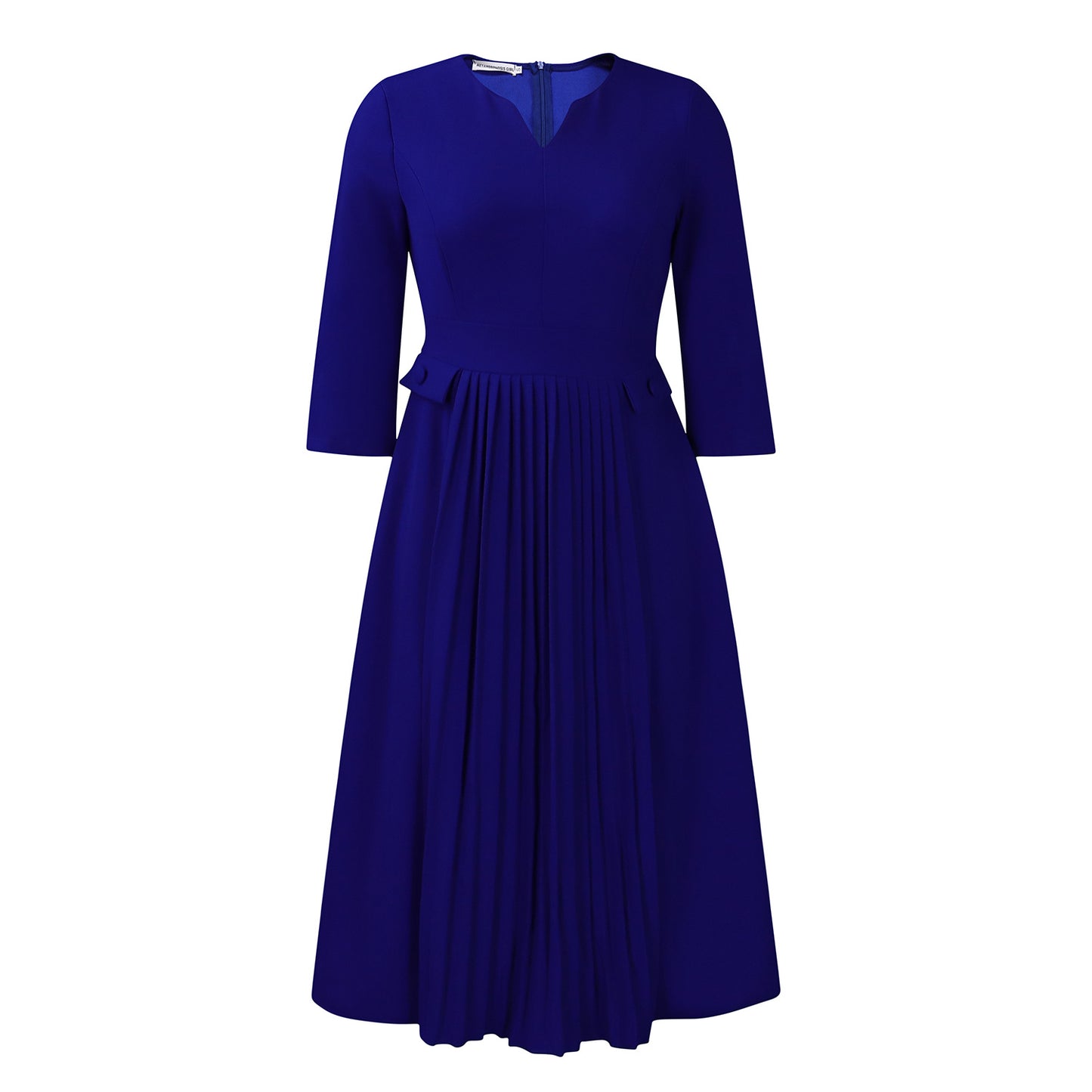 Plus Size Pleated Midi Dress V-Neck