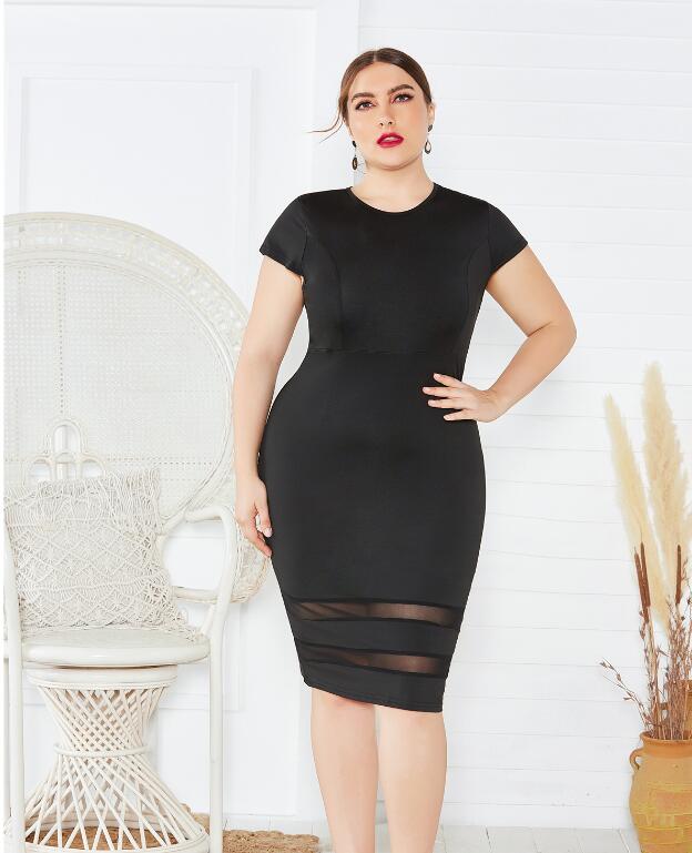 Plus Size Sleeveless Mesh Stitching Dress