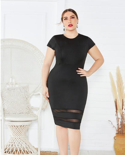 Plus Size Sleeveless Mesh Stitching Dress - Plus Size Clothing
