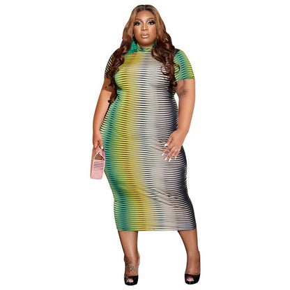 Plus Size Gradient Maxi Dress Short Sleeve - Plus Size XL-4XL - View 13