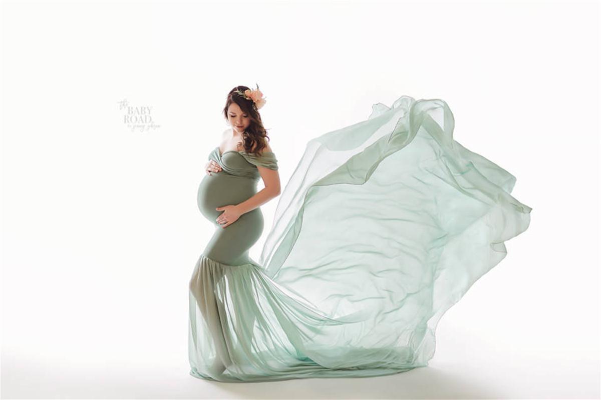 Plus Size Mercerized Cotton Chiffon Flutter Sleeve Maxi Dress
