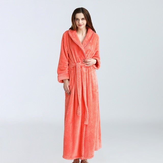 Plus Size Winter Extra Long Flannel Robe