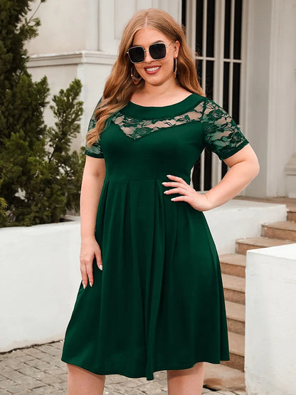 plus-size-ruched-short-sleeve-dress