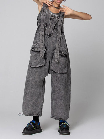 Plus Size Maternity Denim Jumpsuit - Plus Size XL-4XL - View 3