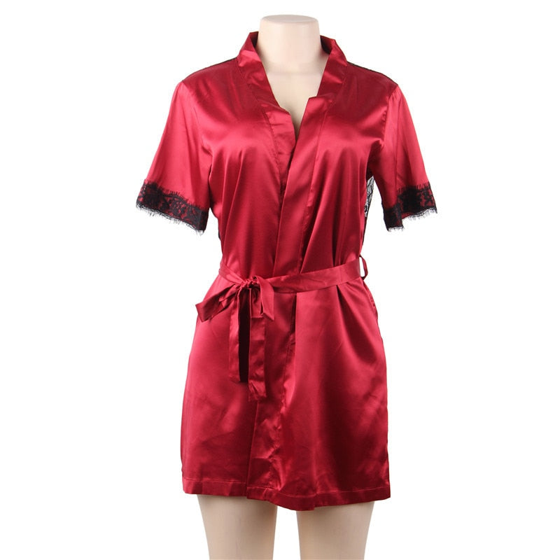 Plus Size Satin Babydoll Nightgown Short Sleeve