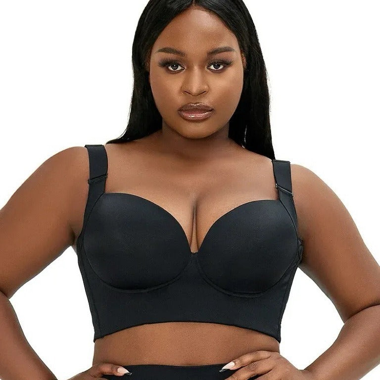 Plus Size Glossy Underwire Bra with Anti-Sag Support