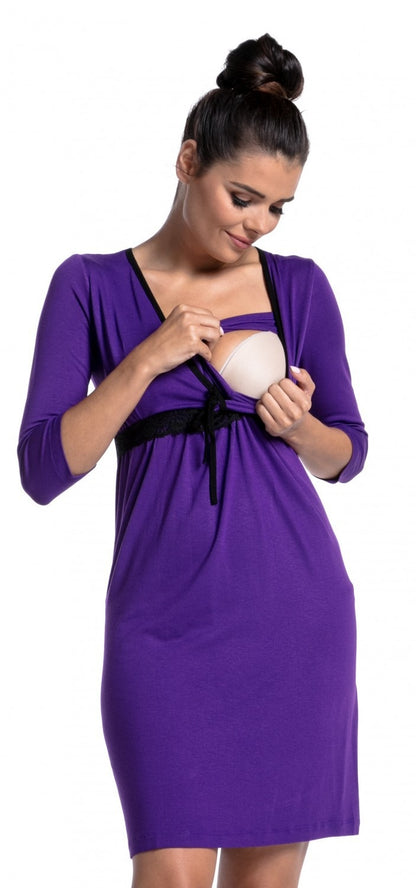 Plus Size Lace Deep V-Neck Nursing Maternity Dress
