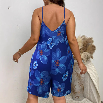 Plus Size Floral Halter Jumpsuit - Plus Size XL-4XL - View 2