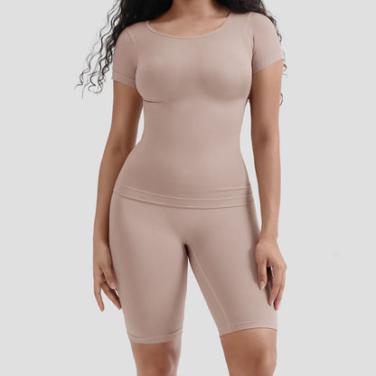 Plus Size Seamless Shapewear Tummy Control Set - Plus Size Clothing