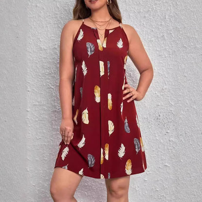 Plus Size Gothic Feather V-Neck Midi Dress - Plus Size XL-4XL - View 3