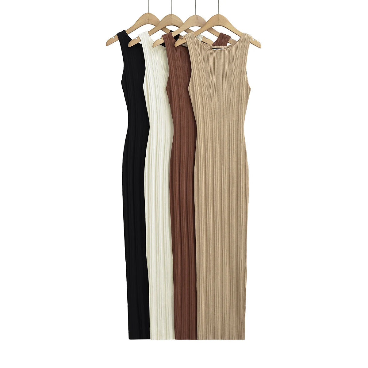 Plus Size Summer Sleeveless Elegant Knitted Maxi Dress