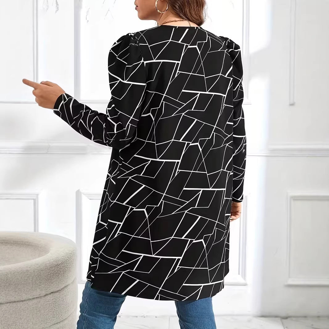 Plus Size Black Elegant Cardigan