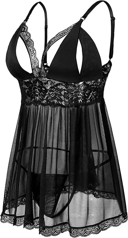 Plus Size Sexy Mesh Leopard Lingerie Set — side detail